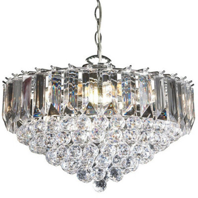 6 Light Chandelier Pendant Chrome Clear Shade Hanging Ceiling Feature Lamp Bulb from B&Q