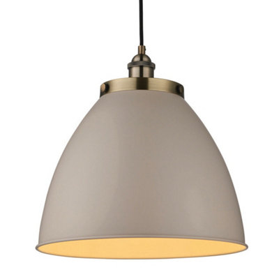 Hanging Ceiling Pendant Light Grey & Antique Brass Industrial Lamp Bulb Holder from B&Q