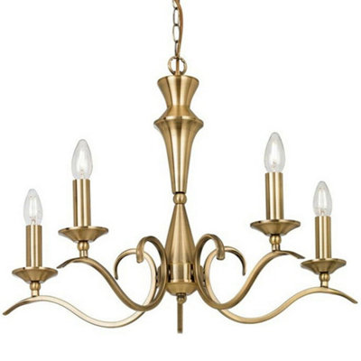 Hanging Flush Ceiling Pendant 5 Light Antique Brass Chandelier Lamp Bulb Holder from B&Q