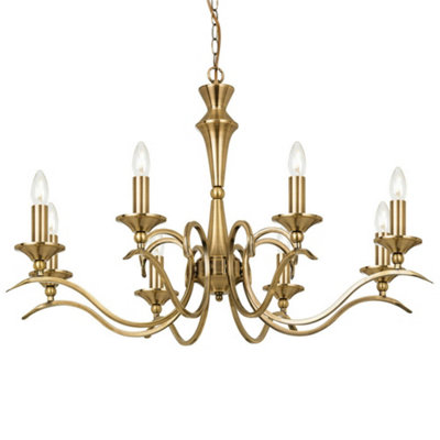 Hanging Flush Ceiling Pendant 8 Light Antique Brass Chandelier Lamp Bulb Holder from B&Q