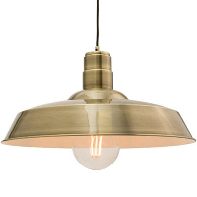 Hanging Ceiling Pendant Light Gloss Brass Industrial Dish Lamp Bulb Holder Kit from B&Q