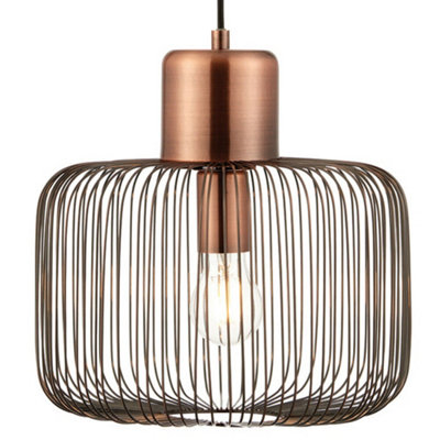  - Hanging Ceiling Pendant Light Antique Copper Wire Shade Modern Lamp Bulb Holder