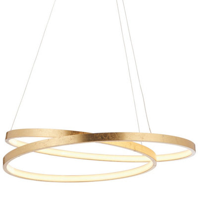  - Led Ceiling Pendant Light 33W Warm White Gold Leaf Infinity Feature Strip Lamp