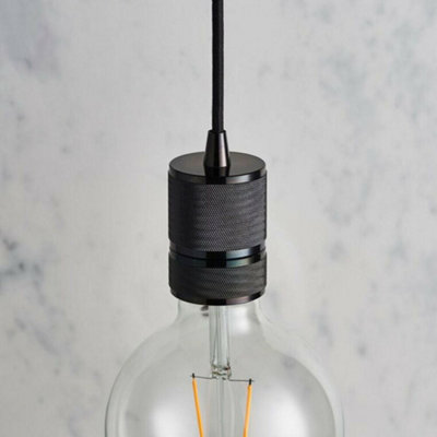  - Hanging Ceiling Pendant Light & Rose Kit Black Chrome Industrial Adjustable Lamp