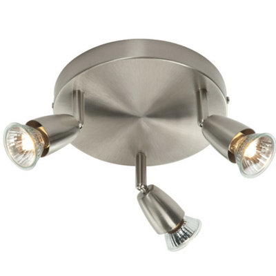Led Adjustable Ceiling Spotlight Satin Nickel Triple Gu10 Dimmable Downlight from B&Q