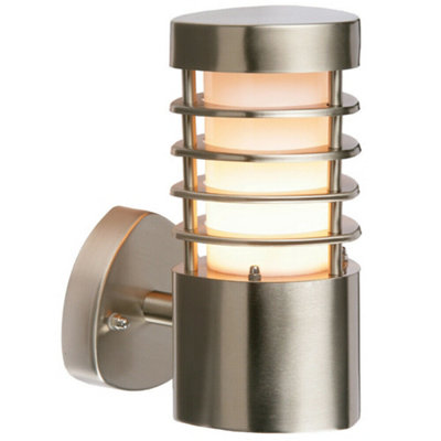 Ip44 Outdoor Wall Light Stainless Steel Open Lantern Traditional Slotted Porch from B&Q