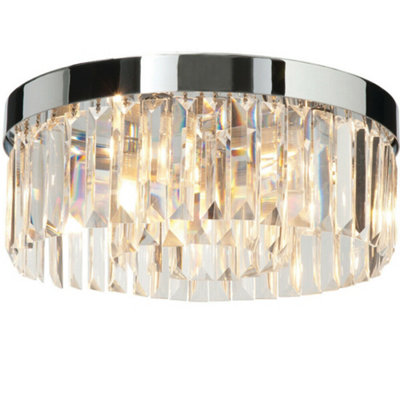 Flush Bathroom Ceiling Light Luxury Crystal Chrome Ip44 Round Lamp Bulb Holder from B&Q