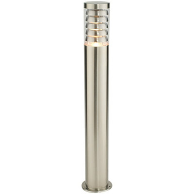 Outdoor Garden Bollard Light 80Cm Brushed Steel 9W Outside Path Lamp Post Ip44 from B&Q
