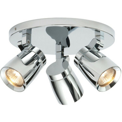 B&Q Ip44 Bathroom Ceiling Spotlight Chrome Plate Triple Adjustable Round Oval Lamp