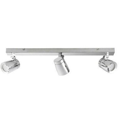  - Bathroom Ceiling Bar Spotlight Chrome Plate Triple Adjustable 60Cm Long Lamp