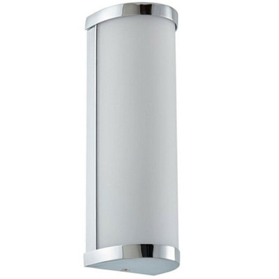  - Ip44 Bathroom Wall Light Chrome & Frosted Glass Modern Round Twin Curved Lamp