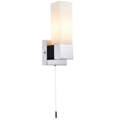 B&Q Ip44 Bathroom Wall Chrome & Frosted Glass Modern Rectangle Fitting Lamp Light