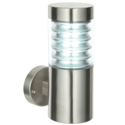 Ip44 Outdoor Wall Light Brushed Steel Spiraled Clear Shade Porch Outdoor Lamp from B&Q