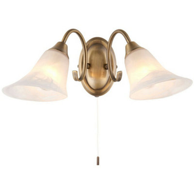 B&Q Led Twin Wall Antique Brass & Frosted Glass Vintage Dimmable Lamp Ing Light