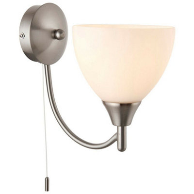 Dimmable Led Wall Light Satin Chrome & Frosted Glass Shade Curved Lamp Lighting from B&Q