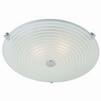  - Flush Ceiling Light Frosted/clear Glass & Chrome Plate 2 X 40W E14 Candle