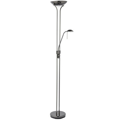 Mother & Child Floor Lamp Black Chrome 1.8M Twin Light Dimmer Flexible Reading from B&Q
