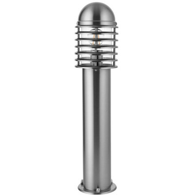 Outdoor Post Bollard Light Polished Steel Vandal Proof External Pathway Lamp from B&Q
