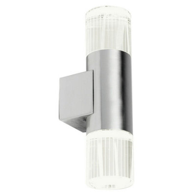  - Ip44 Accent Outdoor Led Light Steel Double Glass Up Down Wall Lamp Porch Garden