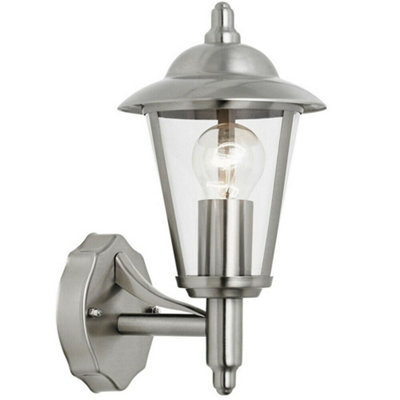 Ip44 Outdoor Wall Lamp Stainless Steel Traditional Lantern Porch Door Uplight from B&Q