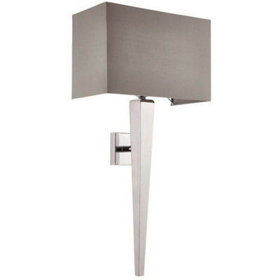 Rectangular Dimmable Wall Light Chrome & Grey Shade Modern Bedside Lamp Fitting from B&Q