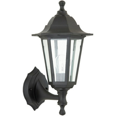 Ip44 Outdoor Wall Light Black Rust Proof & Glass Lamp Traditional Porch Lantern from B&Q