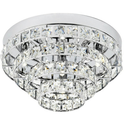 Semi Flush Ceiling Light Chrome & Crystal 4 Bulb Round Feature Lamp Holder Kit from B&Q
