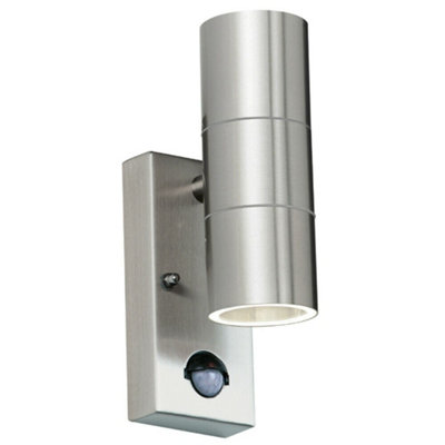  - Ip44 Outdoor Twin Light Stainless Steel Round Doorway Lamp Wall Porch Security