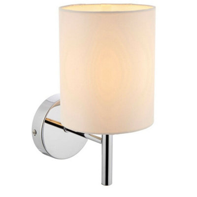  - Dimmable Led Wall Light Chrome & Off White Shade Modern Lounge Lamp Lighting
