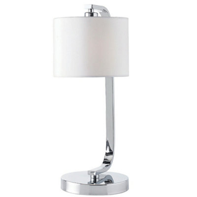 B&Q Touch Dimmable Table Lamp Chrome & Fabric Shade Modern Bedside Desk White/Light