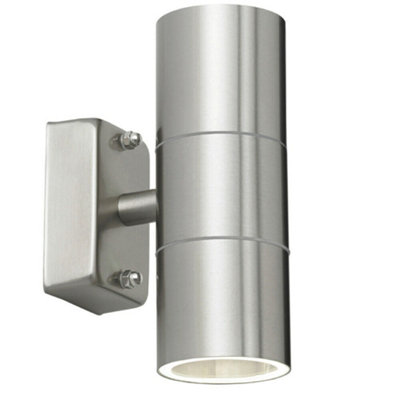  - Ip44 Outdoor Accent Lamp Stainless Steel Up & Down External Wall Light 2X Gu10