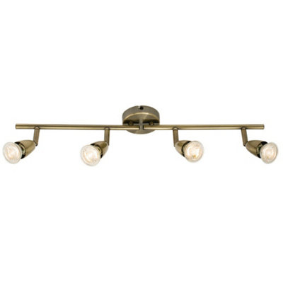 B&Q Led Adjustable Ceiling Spot Antique Brass Quad Gu10 Kitchen Bar Down Light
