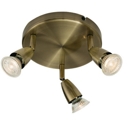Led Adjustable Ceiling Spotlight Antique Brass Triple Gu10 Dimmable Downlight from B&Q