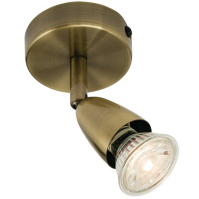  - Led Adjustable Ceiling Spotlight Antique Brass Single Gu10 Dimmable Downlight