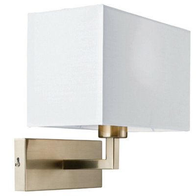 Dimming Led Wall Light Satin Nickel & White Shade Sleek Rectangle Lamp Fitting from B&Q