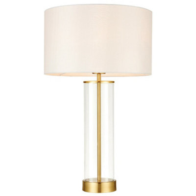 Touch Dimmable Table Lamp Gold Glass & White Shade Modern Bedside Feature Light from B&Q
