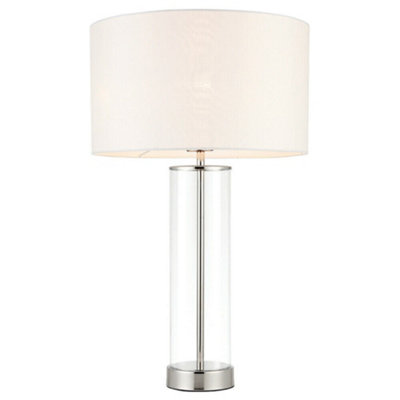 Touch Dimmable Table Lamp Nickel Glass White Shade Modern Bedside Feature Light from B&Q