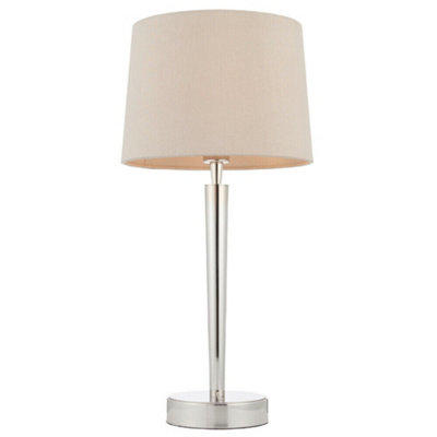 Modern Table Lamp & Usb Charger Nickel & Mink Shade Metal Bedside Feature Light from B&Q