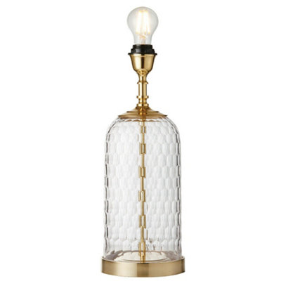  - Geometric Glass Table Lamp Brass Trim Base Only Modern Bedside Feature Light