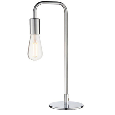 Modern Hangman Table Lamp Chrome Industrial Metal Arm Bedside Desk Light Base from B&Q