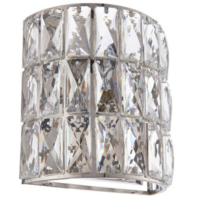  - Crystal Led Wall Light Chrome & Clear Glass Shade Pretty Dimmable Lamp Fitting