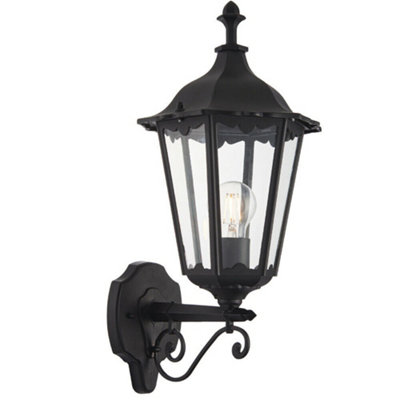 Ip44 Outdoor Wall Light Matt Black & Glass Traditional Lantern Porch Dimmable from B&Q