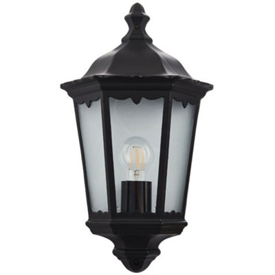 Ip44 Outdoor Wall Light Matt Black Traditional Lantern Porch Flush Dimmable Lamp from B&Q