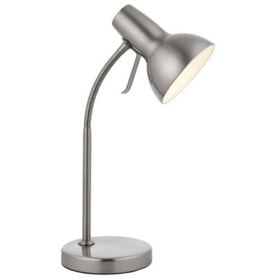  - Adjustable Neck Desk Lamp Satin Nickel Industrial Metal Shade Table Work Light