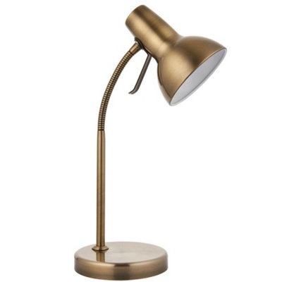 Adjustable Neck Desk Lamp Antique Brass Industrial Metal Shade Table Work Light from B&Q