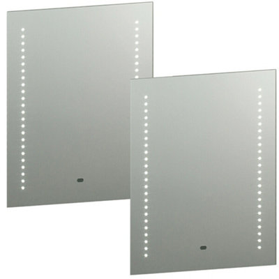 2 Pack Ip44 Led Bathroom Mirror 60Cm X 50Cm Vanity Light Motion Switch & Shaver from B&Q