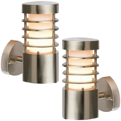 2 Pack Ip44 Outdoor Wall Light Stainless Steel Open Lantern Traditional Porch from B&Q
