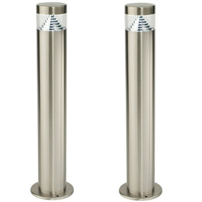 2 Pack Outdoor Garden Bollard Light Steel Pyramid Cool White Led Lamp Post Ip44 from B&Q