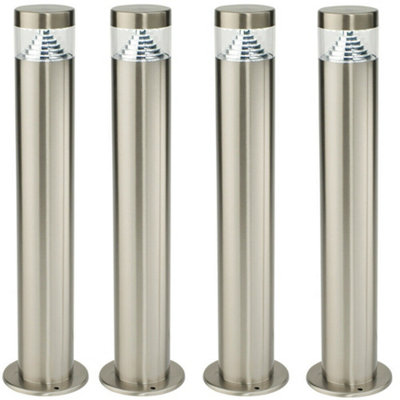 4 Pack Outdoor Garden Bollard Light Steel Pyramid Cool White Led Lamp Post Ip44 from B&Q