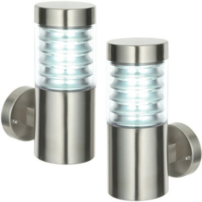 2 Pack Ip44 Outdoor Wall Light Steel Spiralled Clear Shade Porch Outdoor Lamp from B&Q
